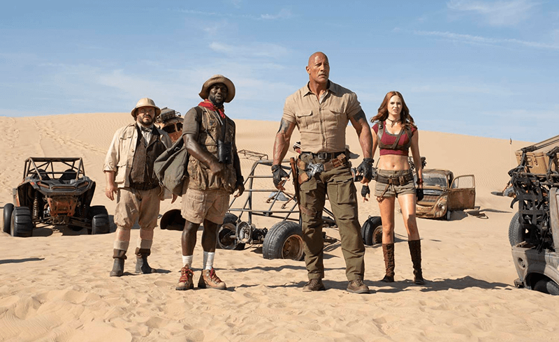 Personagens de Jumanji em um deserto Personagens de Jumanji em um deserto