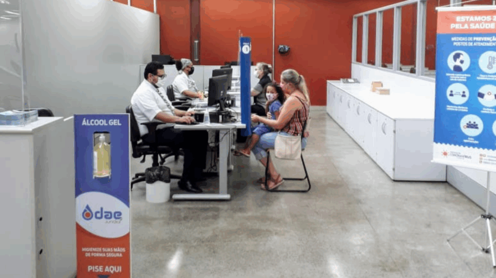 Foto do posto da DAE no Poupatempo, que funciona sábado