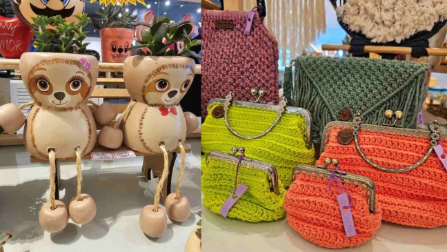 Itens da exposição do Artesanato solidário.