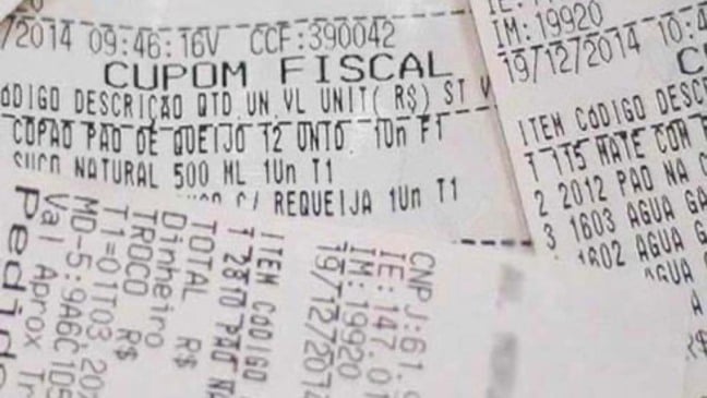 Foto de recibos de nota fiscal