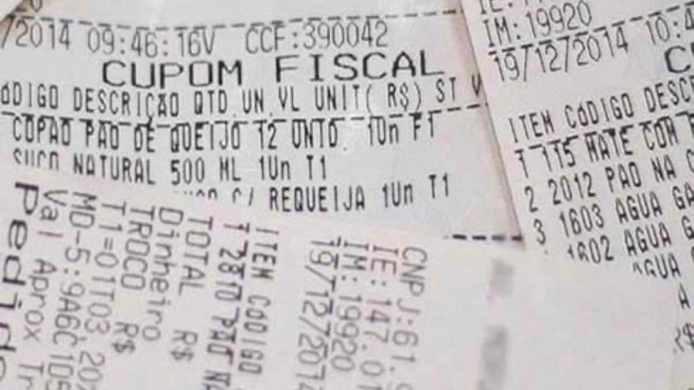 Foto de recibos de nota fiscal