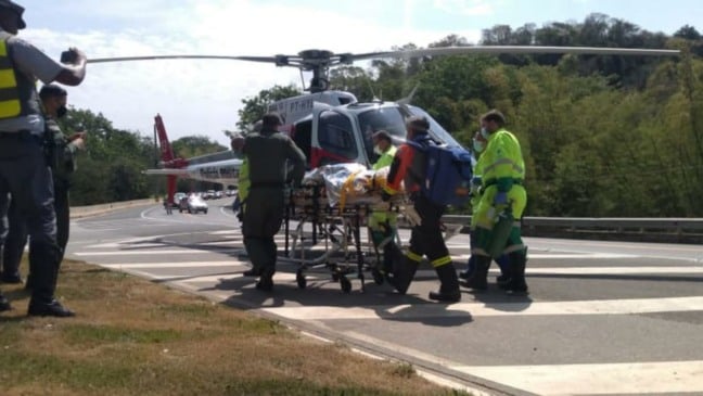 Resgate de motociclista que sofreu acidente na 'curva da morte', em Louveira