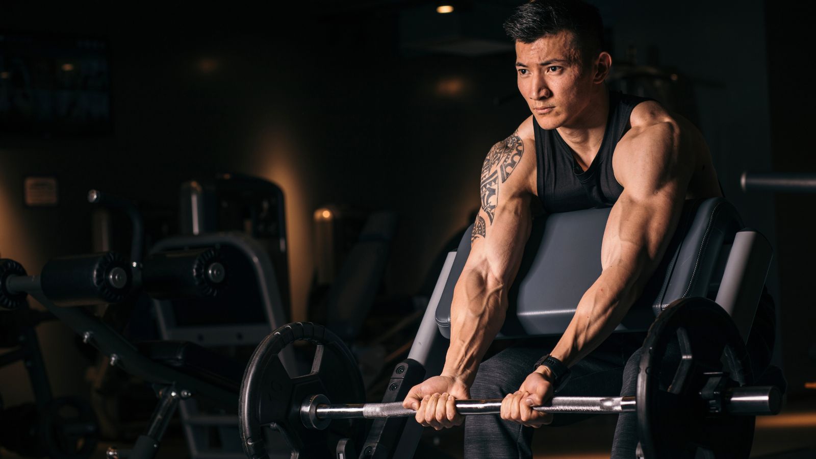 Pessoa fazendo exercício de musculação