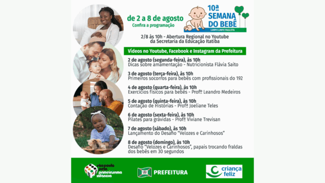 Campo Limpo Paulista inicia hoje a 10ª Semana do Bebê