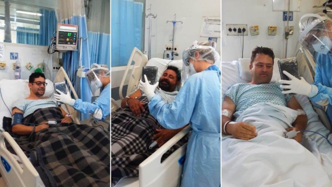 Visita virtual no Hospital São Vicente no dia dos Pais. (Foto: Divulgação/HSV) Visita virtual no Hospital São Vicente no dia dos Pais. (Foto: Divulgação/HSV)