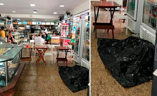 Corpo de morador de rua em padaria. (Foto: Divulgação)