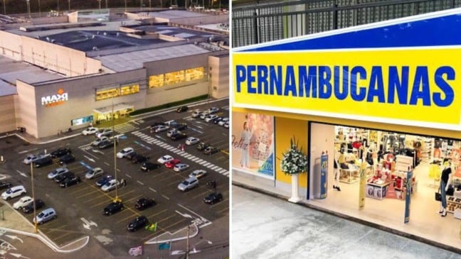 Foto do Maxi Shopping Jundiaí e de faixada da Loja Pernambucanas