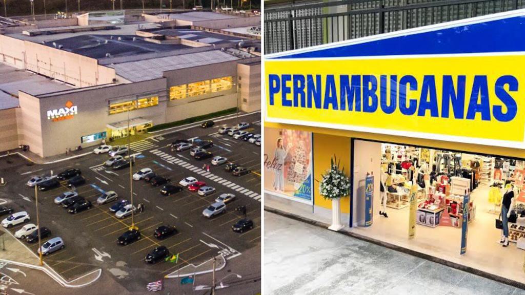 Foto do Maxi Shopping Jundiaí e de faixada da Loja Pernambucanas