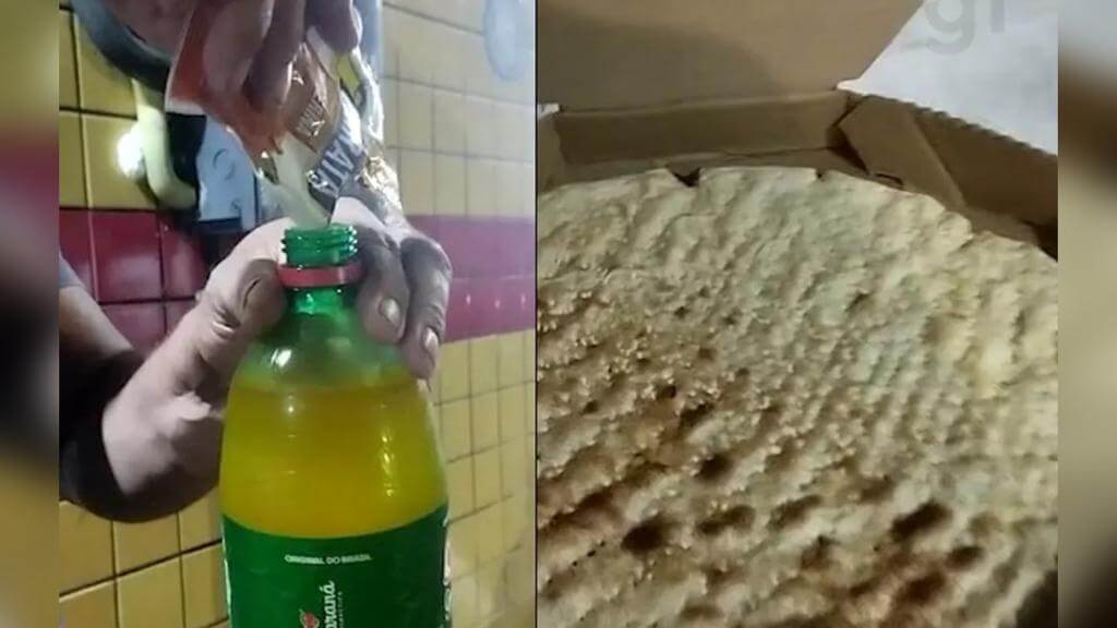 Pizza sem recheio e suco com sal