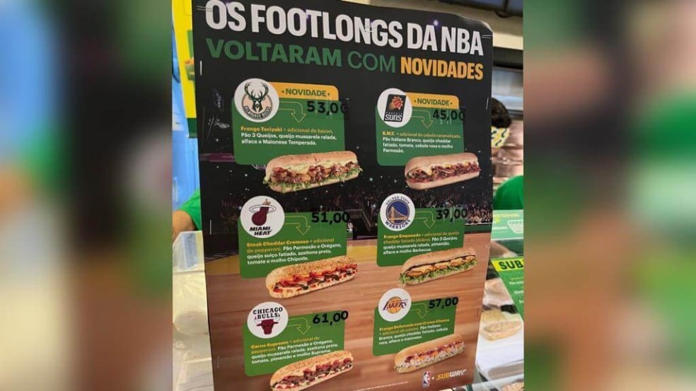 Cartaz dos novos lanches e preços do subway