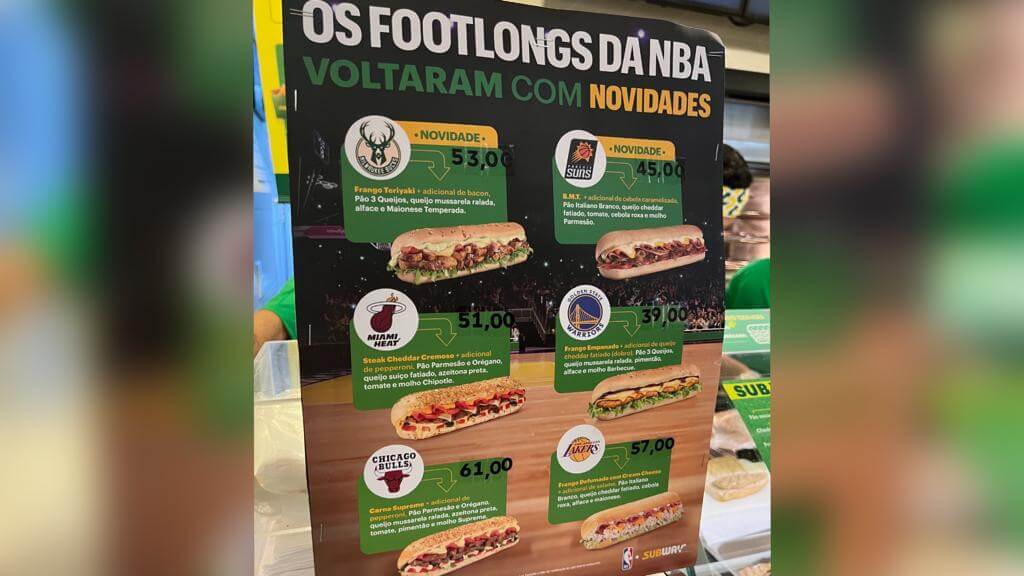 Cartaz dos novos lanches e preços do subway