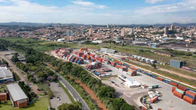 Visão aérea do terminal logístico ferroviário de Jundiaí