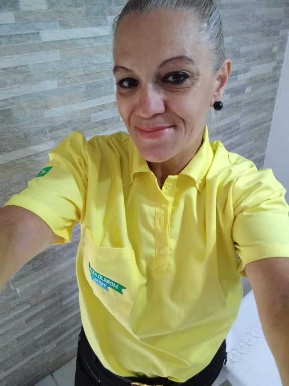 Sandra em seu primeiro dia de trabalho