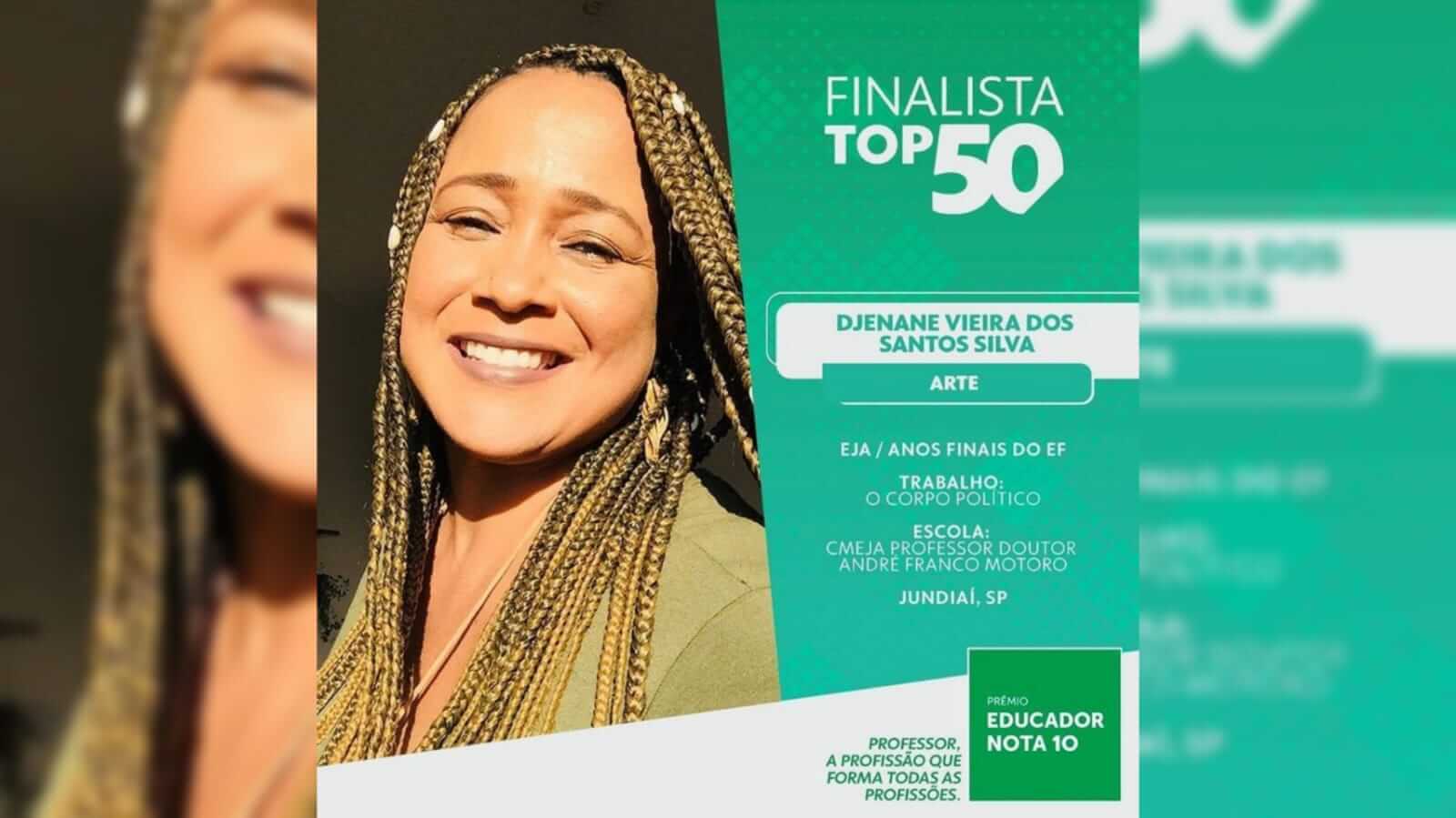 Mulher negra e professora está concorrendo ao prêmio educador nota 10