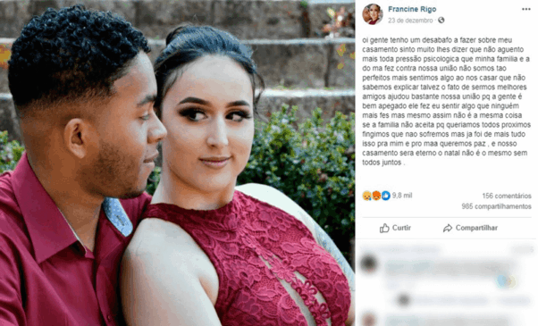 Postagem do Facebook de Francine