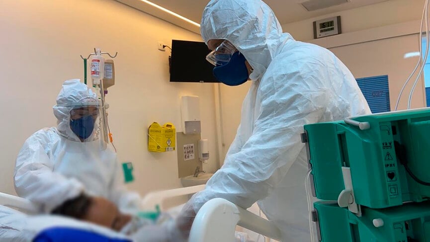 Paciente internado com coronavírus (Covid-19). (Foto: Divulgação/Igesp)