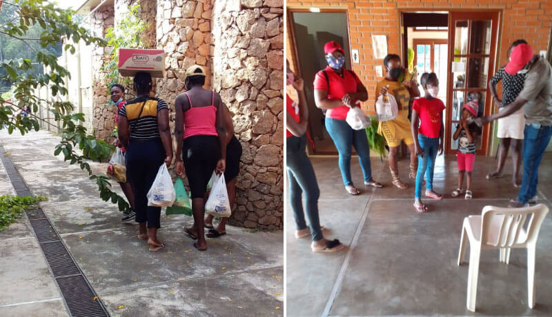 Grupos de imigrantes em atendimento na sede do Cesprom