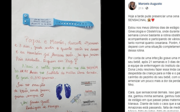 Publicação viralizou nas redes sociais. (Foto: Reprodução/Facebook Marcelo Augusto)