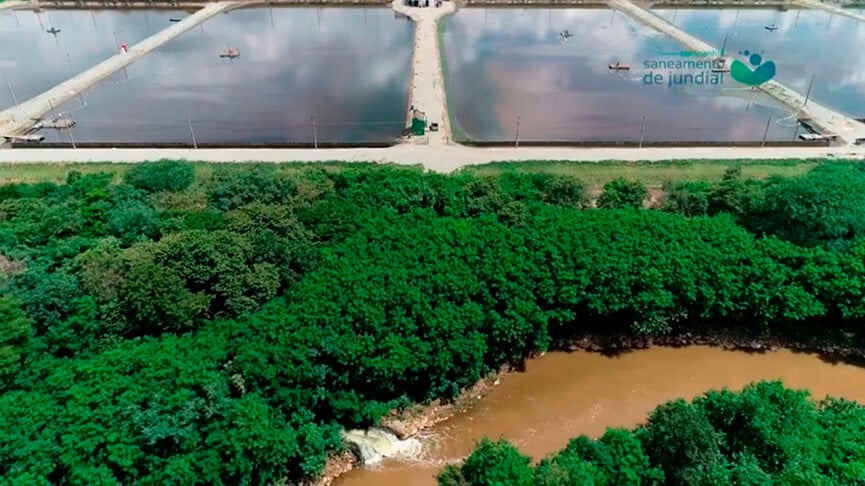 Estação de tratamento de esgoto do Rio Jundiaí. (Foto: Divulgação/CSJ)
