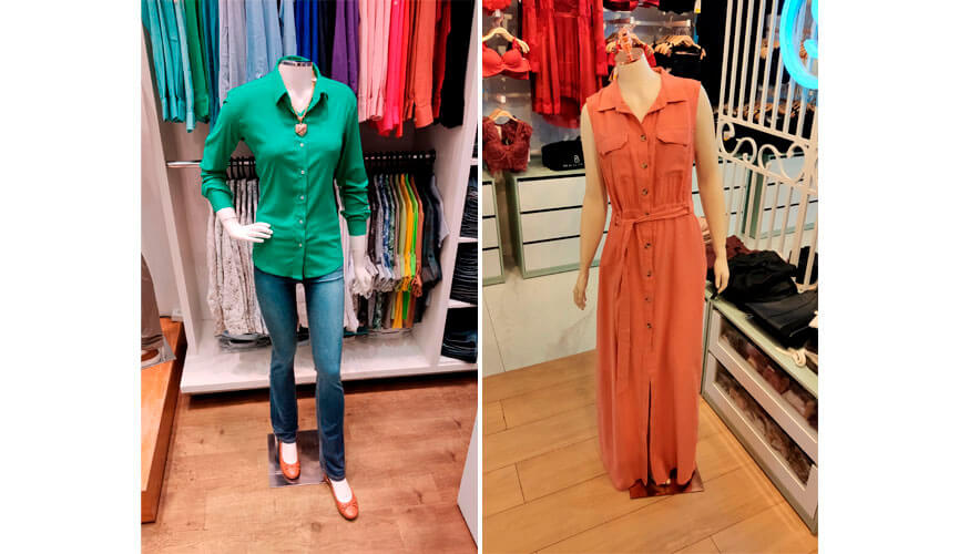 Manequins com roupas femininas