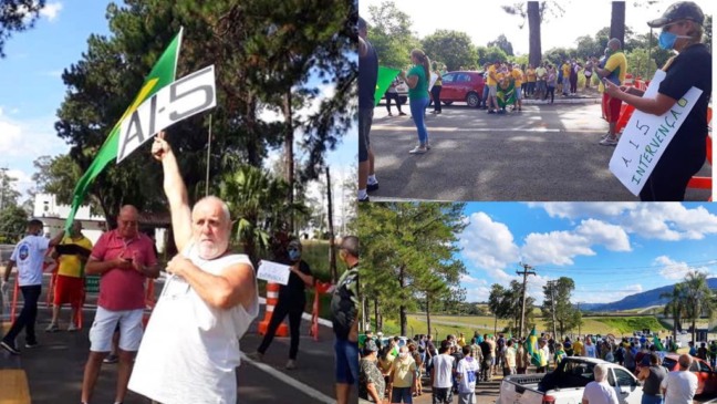 Manifestantes se reuniram em frente ao 12° GAC (Fotos: Marco Antonio Silva e Motoboy Xororó)