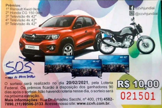 Sorteio SOS Jundiaí. (Foto: Reprodução)