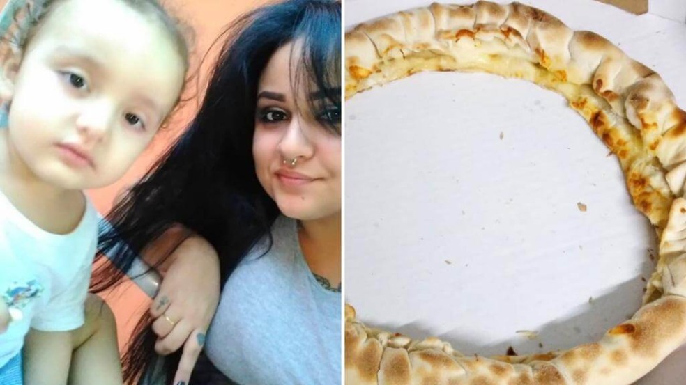 Mãe Tayna comprou borda de pizza para o filho Pietro. (Foto: Divulgação)