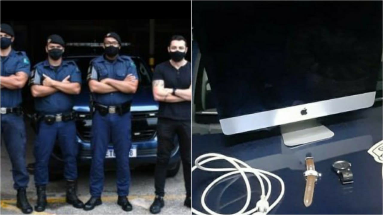 Vítima agradeceu pessoalmente os GMs Eugênio, Pastrello e Lucas, integrantes do Apoio Tático