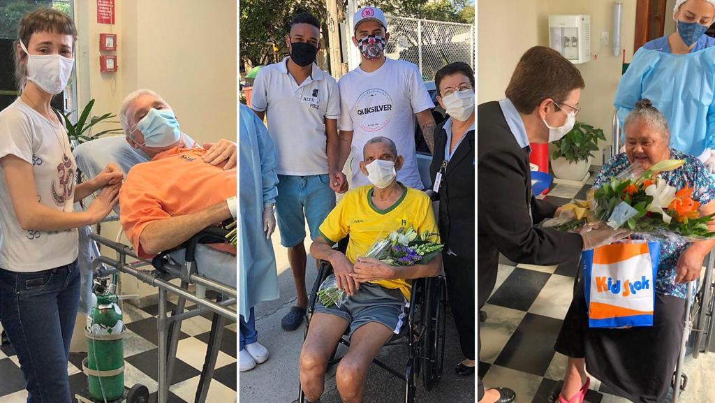 Sebastião Amaral (72); Expedito Miranda (71); e Maria Helena de Farias (72): os 'setentões' curados nesta semana (Fotos: Hospital São Vicente de Paulo)