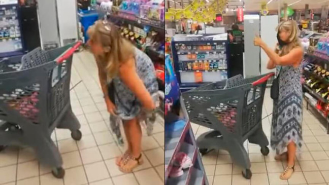 Mulher tira a calcinha e usa como máscara. (Foto: Divulgação)