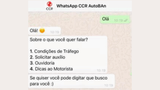 CCR AutoBAn cria novo canal de atendimento no WhatsApp