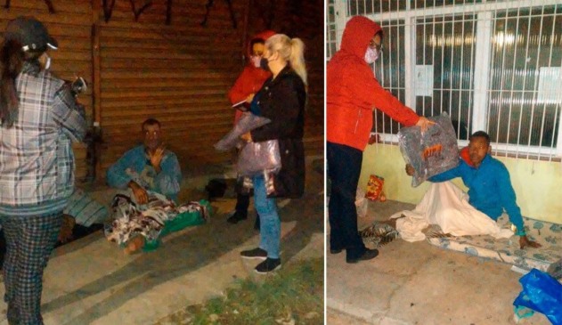 Moradores de rua de Várzea Paulista recebem cobertores. (Foto: Divulgação)
