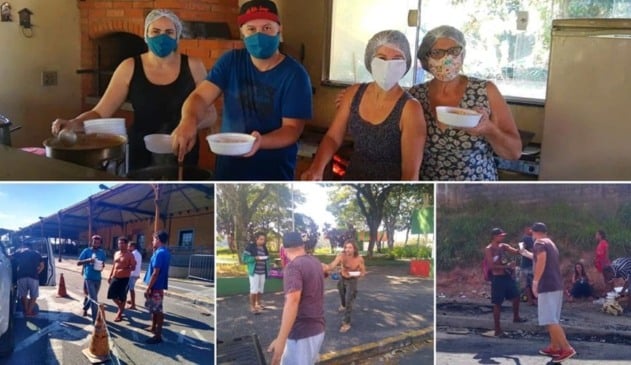 Foto de pessoas em ação solidária