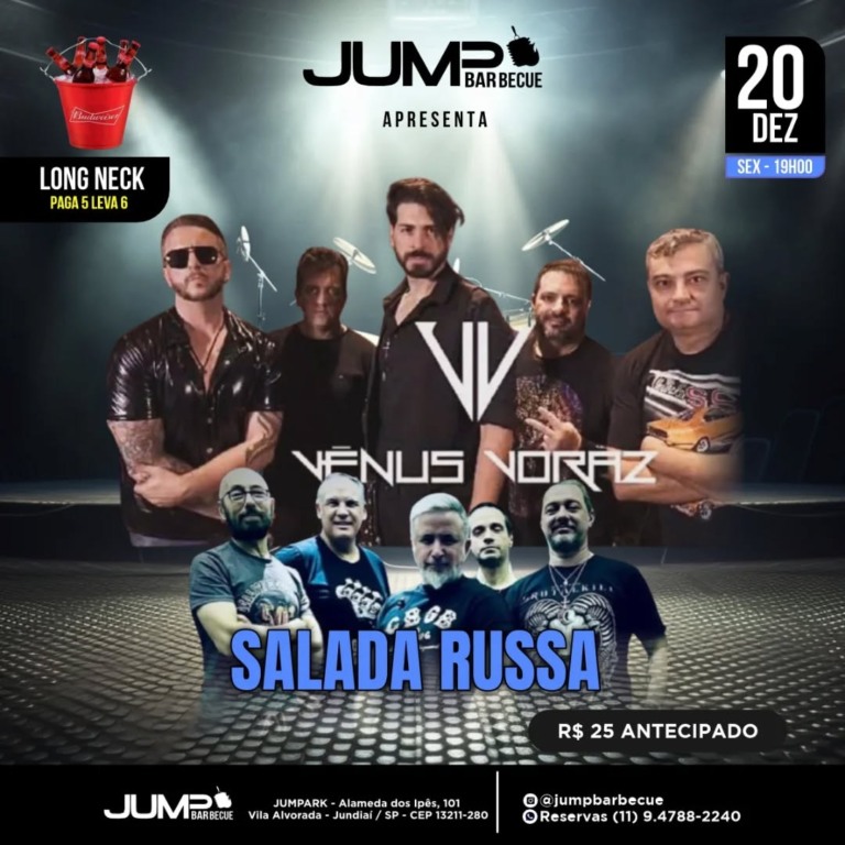 Divulgação de atrações do final de semana no Jumpbarbecue