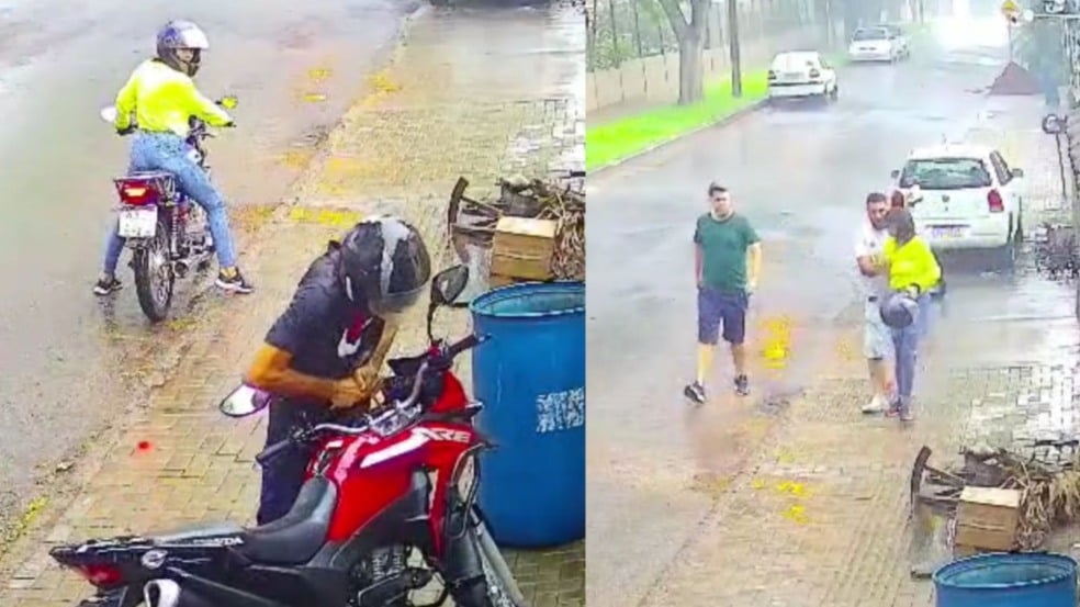 Imagens do roubo de moto