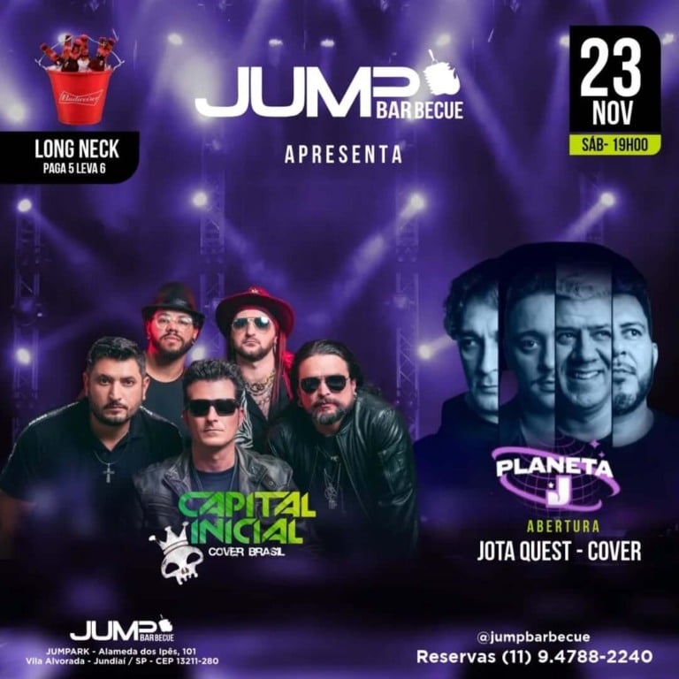 Capital Inicial Cover e mais_ confira os shows do Jumpbarbecue em Jundiaí neste fim de semana