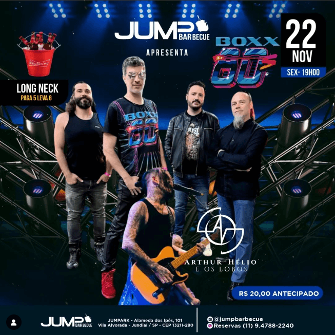 Capital Inicial Cover e mais_ confira os shows do Jumpbarbecue em Jundiaí neste fim de semana