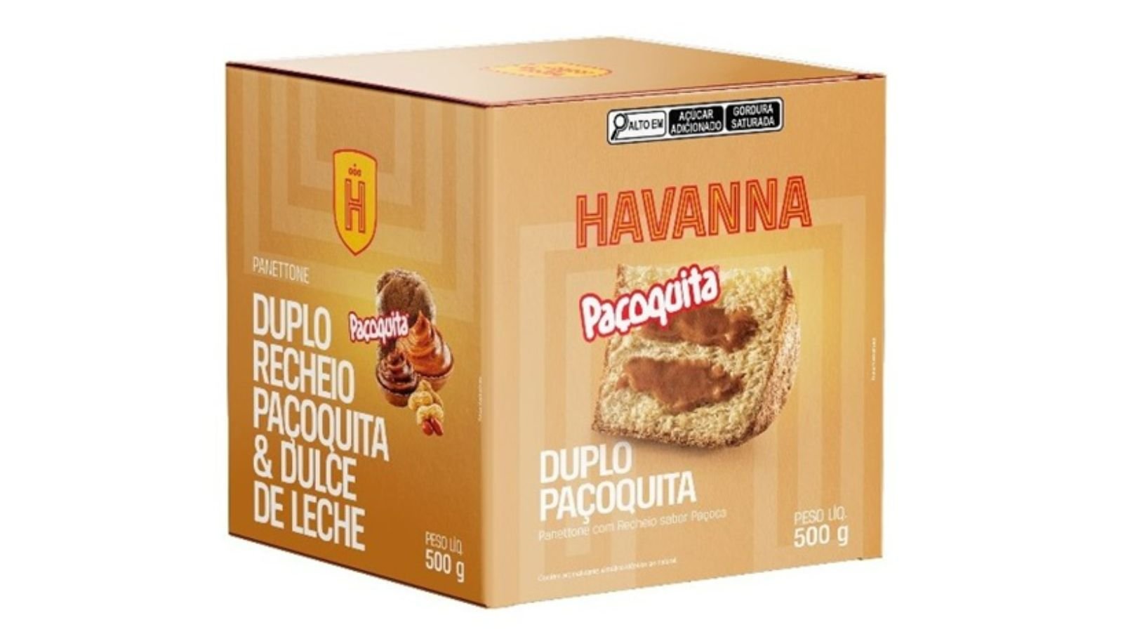 Panetone da Paçoquita com doce de leite da Havanna.