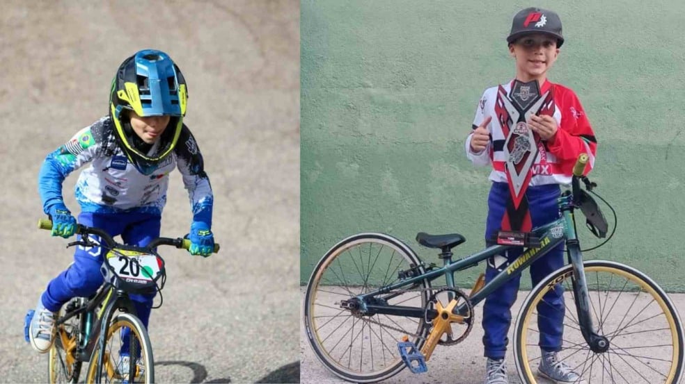 Lucca na pista de BMX.