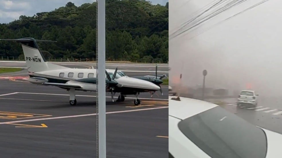 Avião cai em gramado.