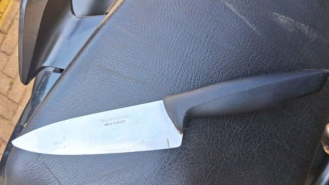 Faca usada na violência em Jundiaí