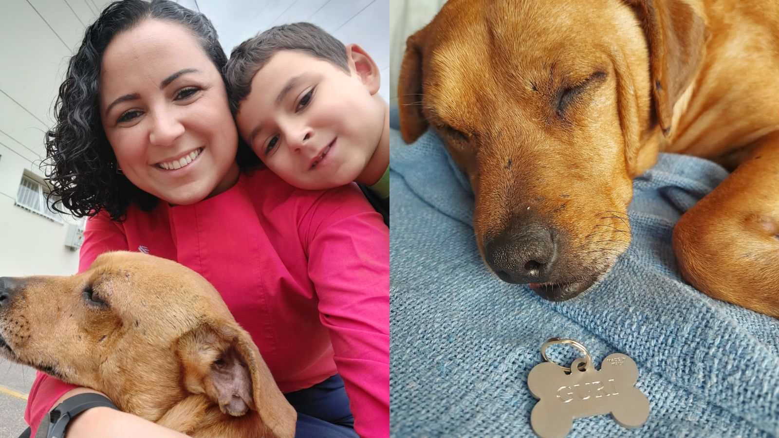 Thaise e Guri, cão adotado do Rio Grande do Sul