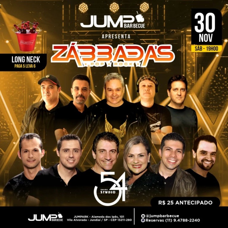 Arte de divulgação de apresentações do final de semana no Jumpbarbecue, em Jundiaí