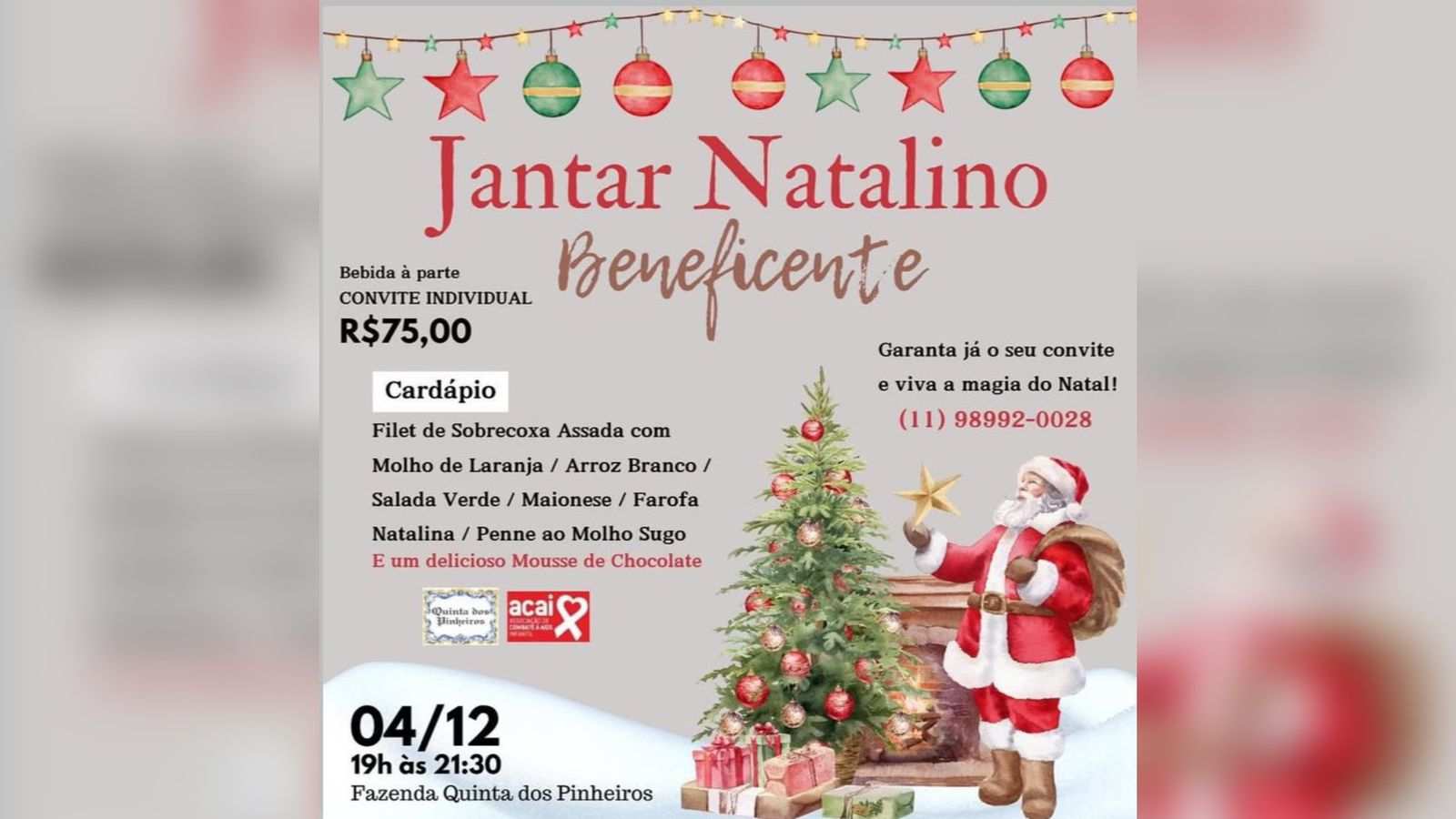 Flyer do Jantar Natalino.