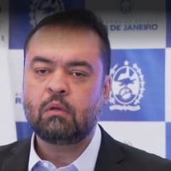 Governador do Rio de Janeiro, Cláudio Castro, durante coletiva de imprensa no Palácio Guanabara.