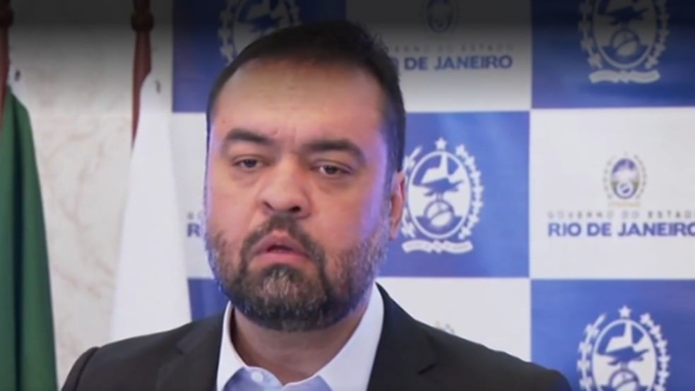 Governador do Rio de Janeiro, Cláudio Castro, durante coletiva de imprensa no Palácio Guanabara.