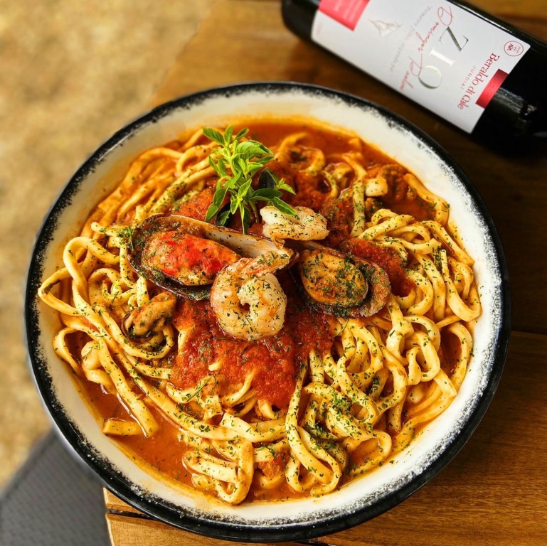 Prato de macarrão no restaurante Beraldo di Cale