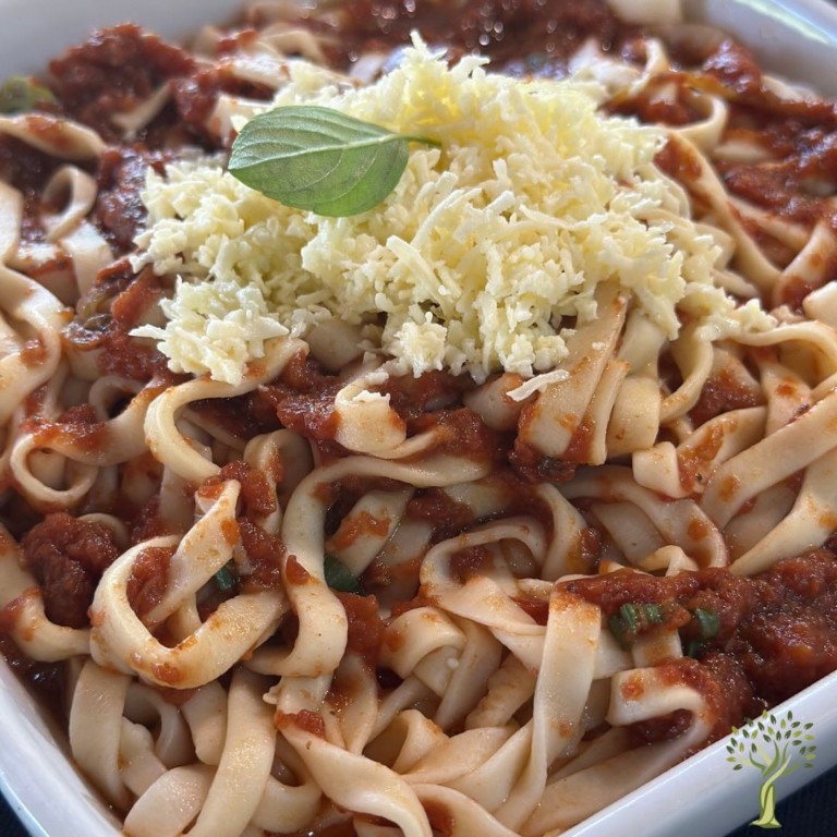 Prato de macarrão no restaurante Sítio Fontebasso