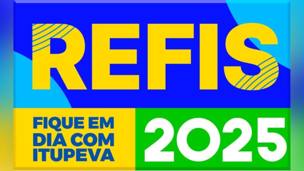 Banner colorido do REFIS 2025 de Itupeva com os dizeres “Fique em dia com Itupeva”.