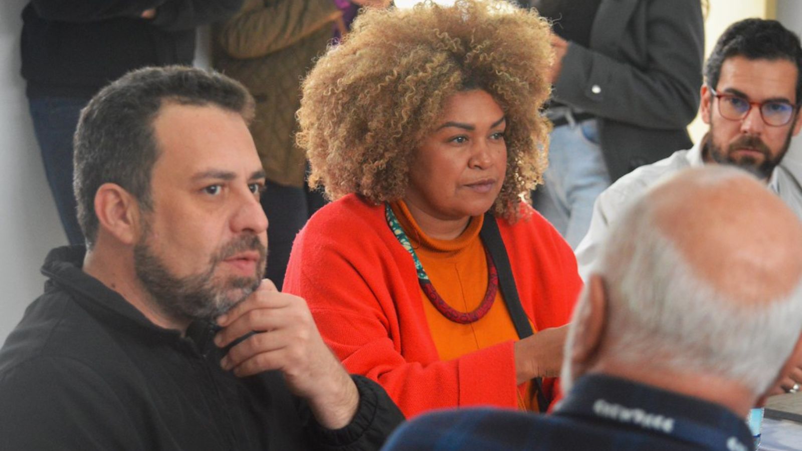 Guilherme Boulos, Henrique Parra e Ediane Maria em visita a Jundiaí